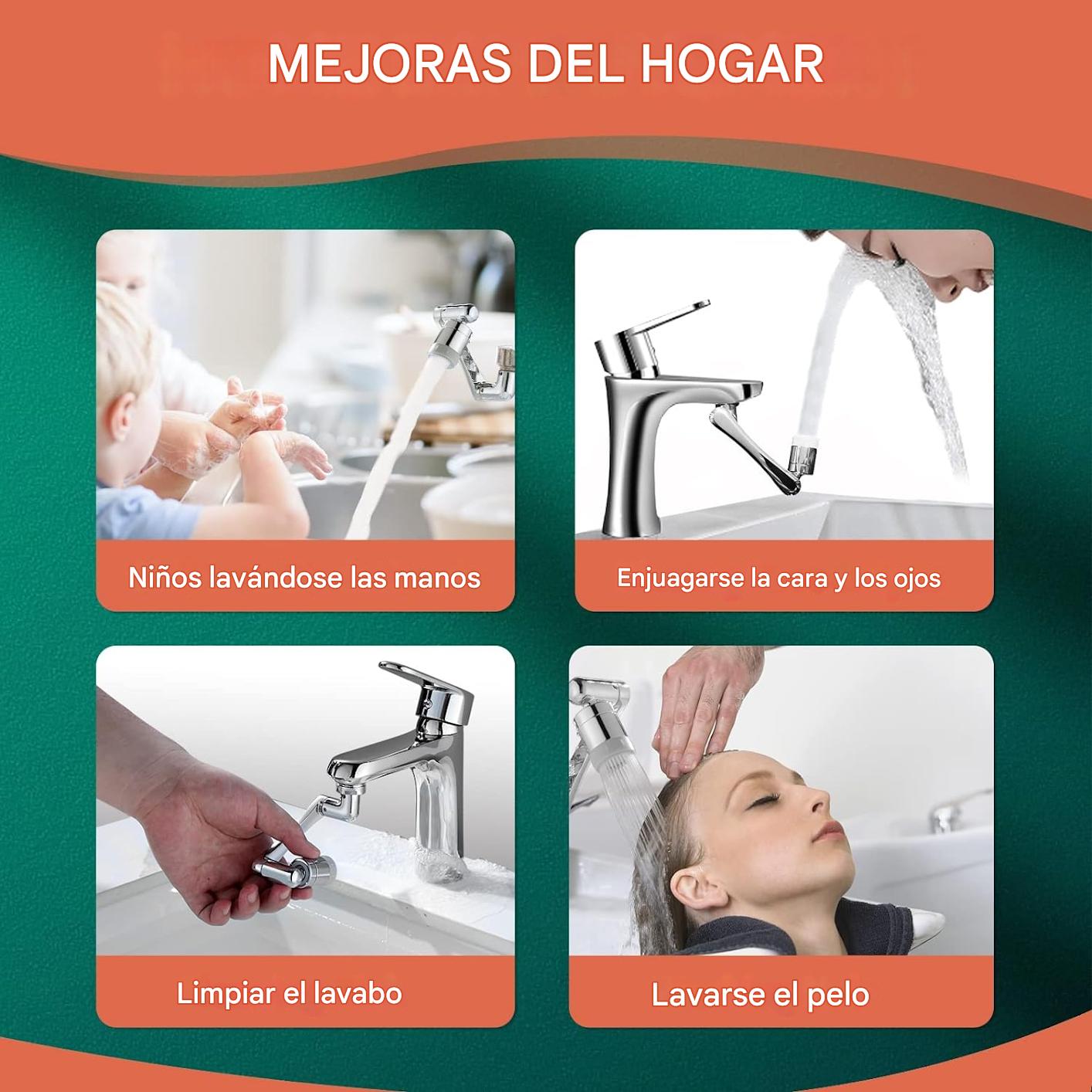 2X1 Extensor Giratorio 1080° de  LLave de Agua